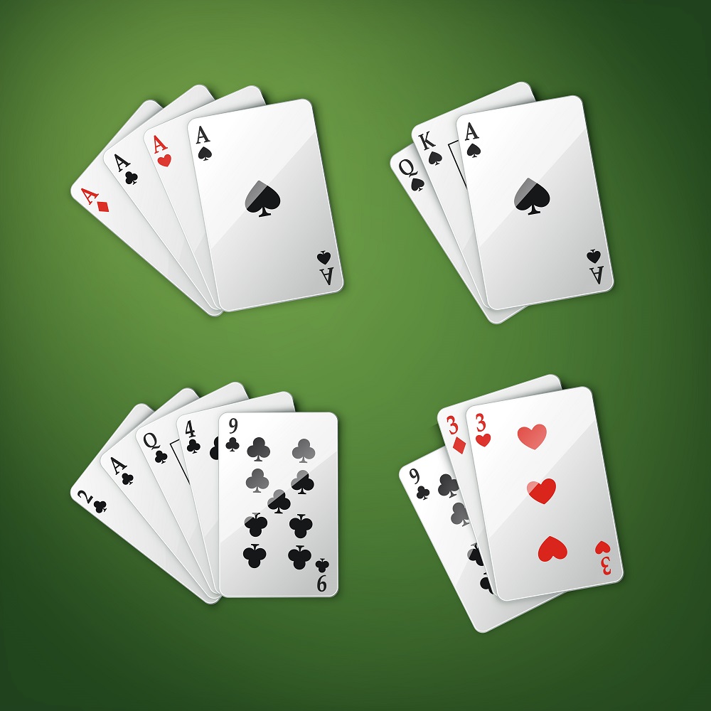 Cartoon picture of different playing card combinations